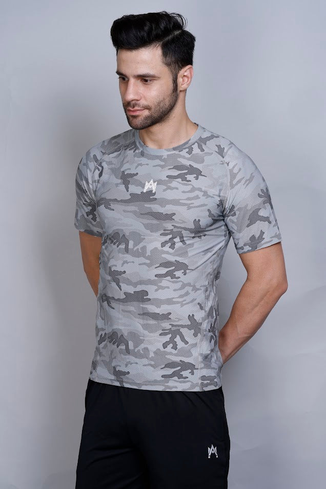 MEN'S CAMO PRINT SOLID T-SHIRT