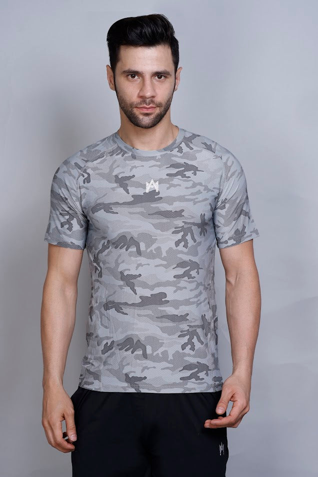 MEN'S CAMO PRINT SOLID T-SHIRT