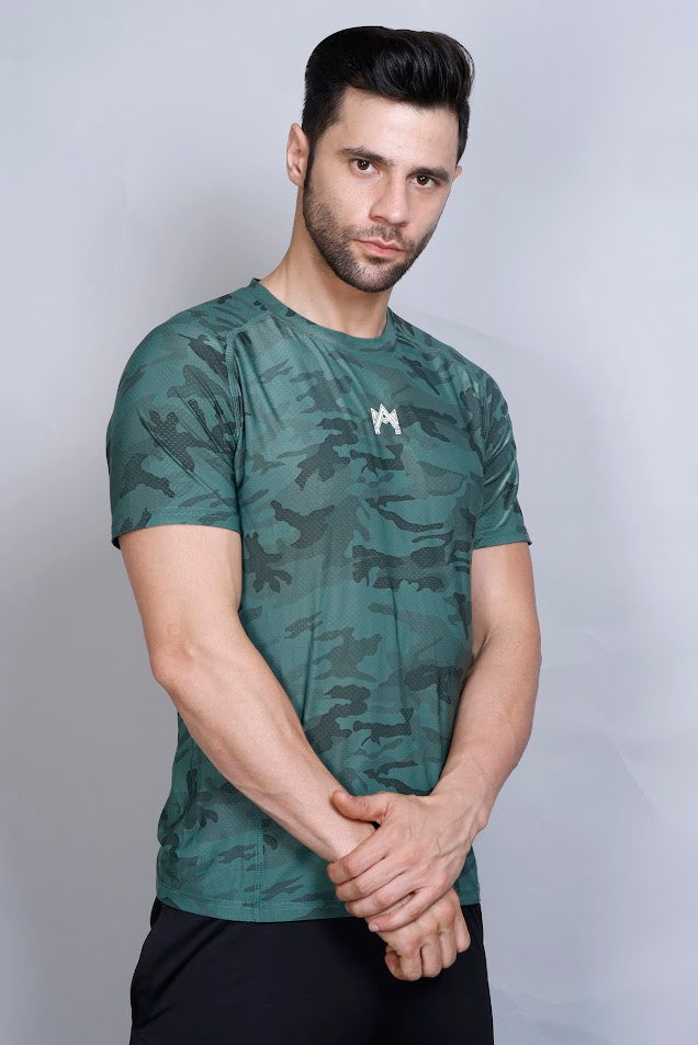 MEN'S CAMO PRINT SOLID T-SHIRT