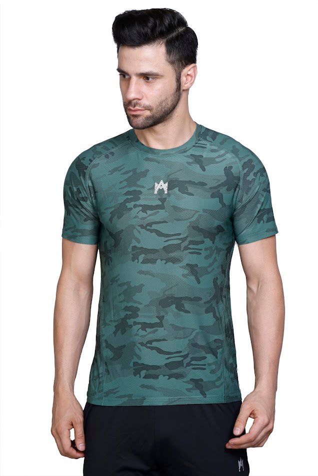 MEN'S CAMO PRINT SOLID T-SHIRT