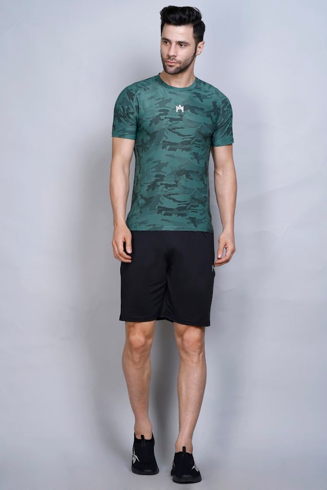 MEN'S CAMO PRINT SOLID T-SHIRT