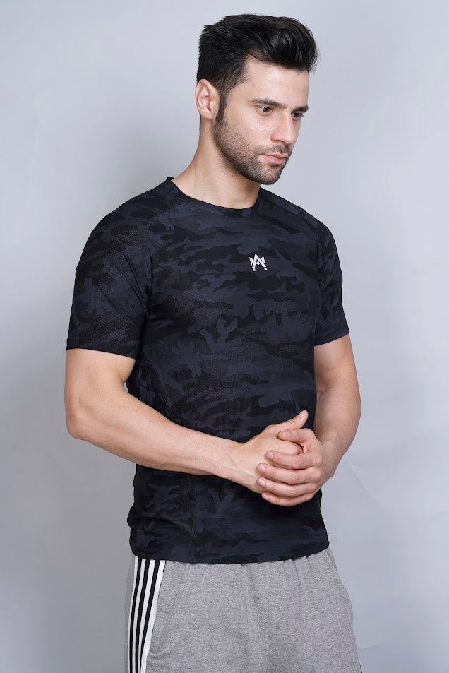 MEN'S CAMO PRINT SOLID T-SHIRT