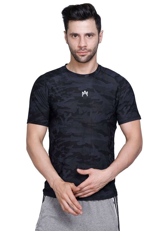 MEN'S CAMO PRINT SOLID T-SHIRT