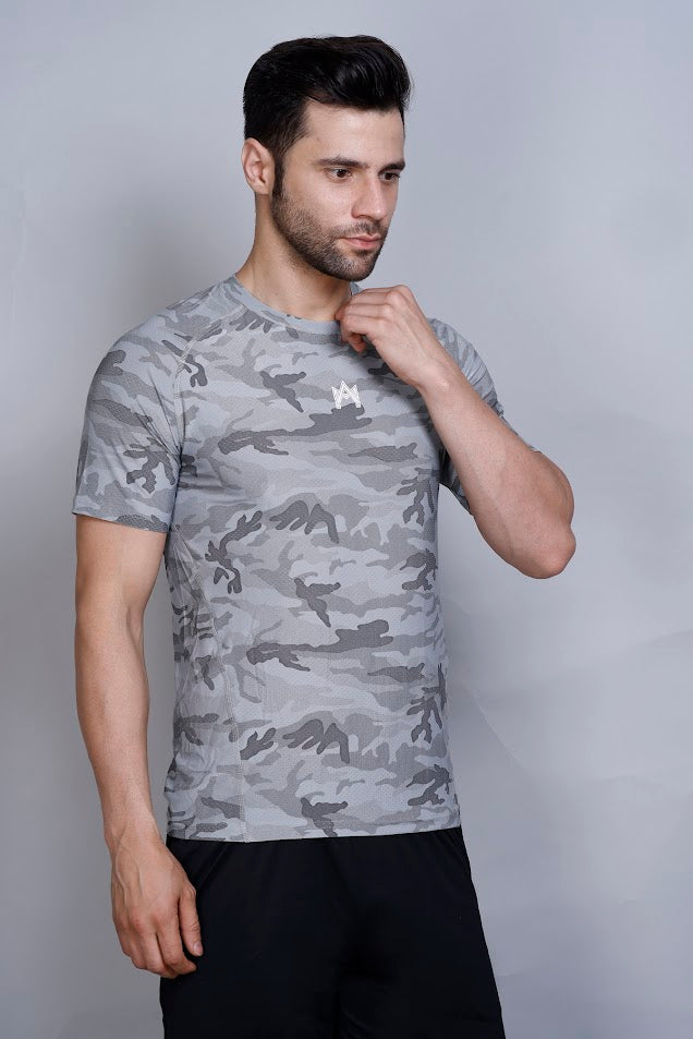 MEN'S CAMO PRINT SOLID T-SHIRT