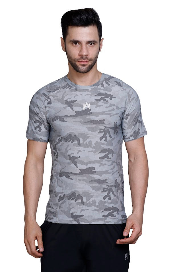 MEN'S CAMO PRINT SOLID T-SHIRT