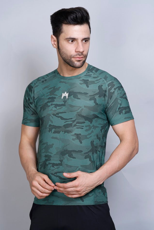 MEN'S CAMO PRINT SOLID T-SHIRT