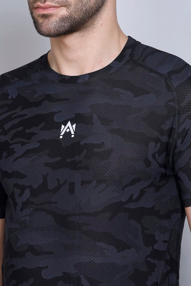 MEN'S CAMO PRINT SOLID T-SHIRT