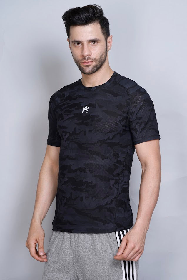 MEN'S CAMO PRINT SOLID T-SHIRT